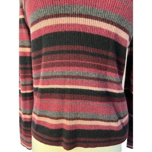 Valerie Stevens Separates Large Wool Sweater Purple Striped Long Sleeve FLAW - Picture 9 of 16